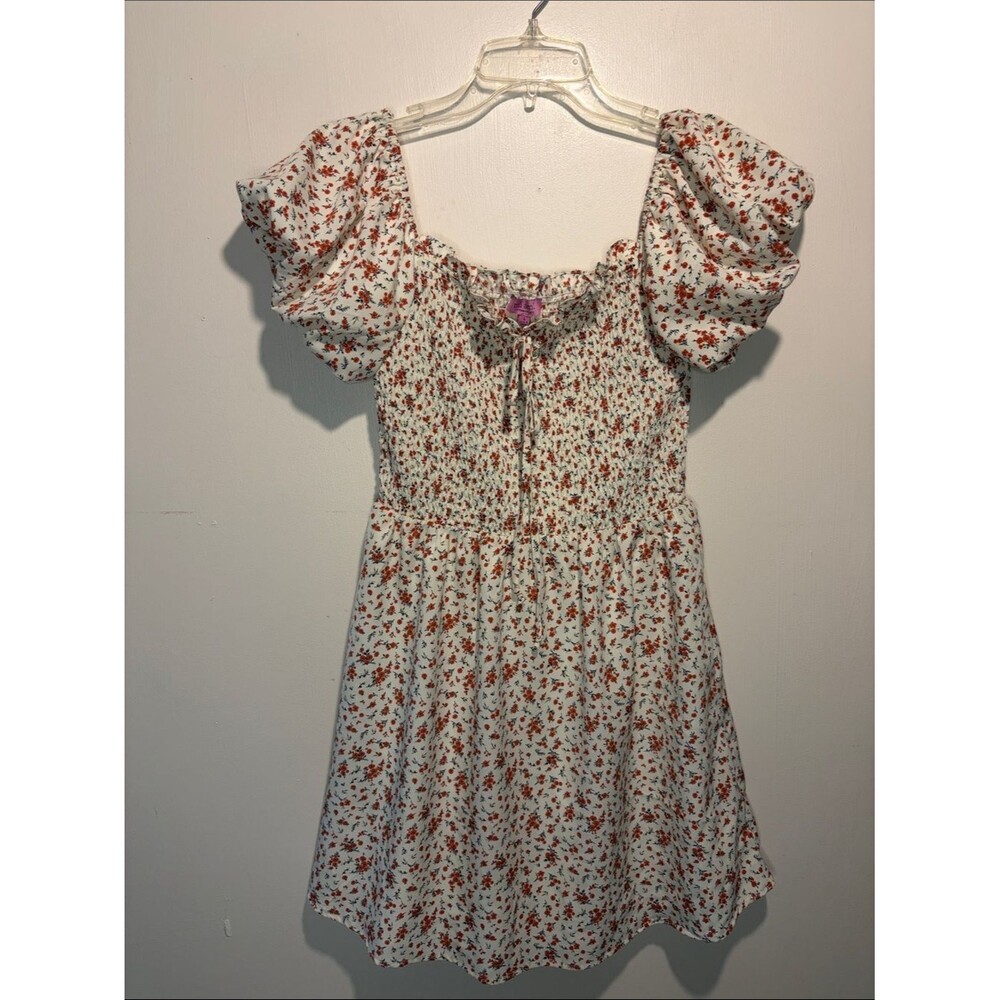 Mi Ami for Francesca‎s NWT Puff Sleeve Smocked Dress Ditzy Floral Size L
